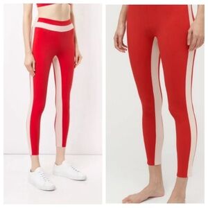 Vaara Flo Red Poude Tuxedo Stripe 7/8 Mid Rise Leggings